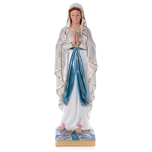 Madonna of Lourdes 80 cm, in plaster with mother of pearl 1