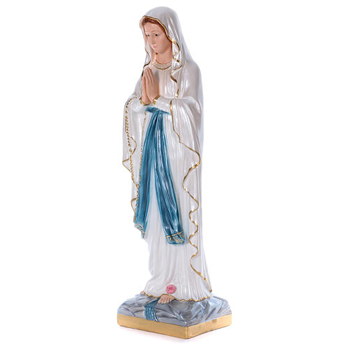 Madonna of Lourdes 80 cm, in plaster with mother of pearl 3