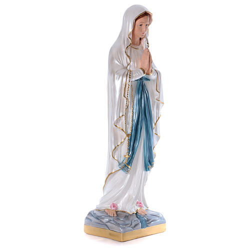 Madonna of Lourdes 80 cm, in plaster with mother of pearl 4