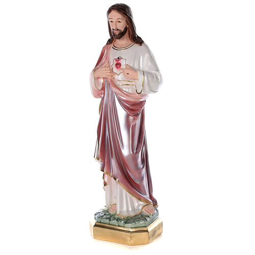 Sacred Heart of Jesus statue in pearlized plaster 80 cm 3