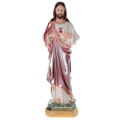 Sagrado Corazón de Jesús estatua 80 cm yeso nacarado 1