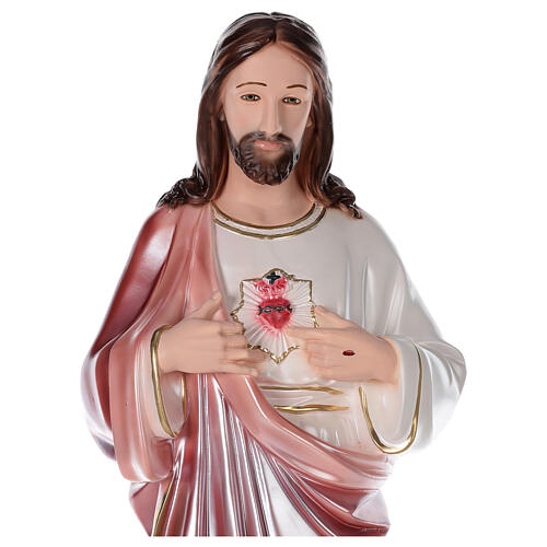 Sacré-Coeur de Jésus statue 80 cm plâtre nacré 2