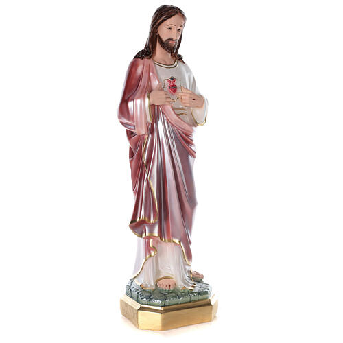 Sacré-Coeur de Jésus statue 80 cm plâtre nacré 4