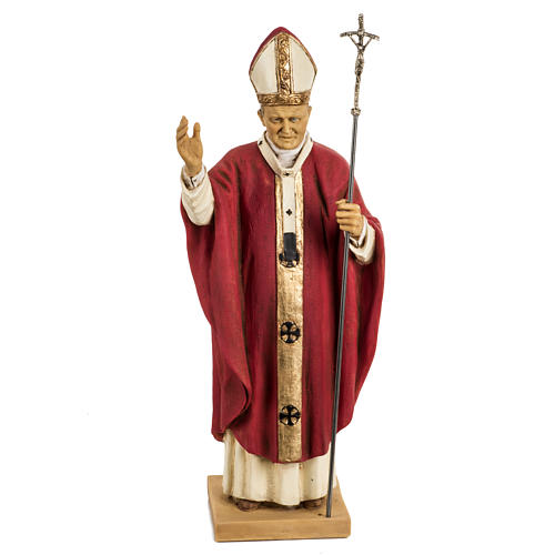 Jean Paul II veste rouge 50 cm résine Fontanini 1