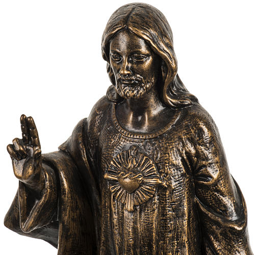 Sagrado Coração de Jesus 50 cm resina Fontanini acabamento bronze 2
