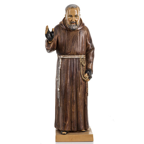 Padre Pio de Pietrelcina 30 cm Fontanini efeito madeira 1