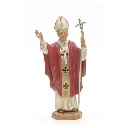 Statue Johannes Paul II rote Kleidung 18cm, Fontanini 1