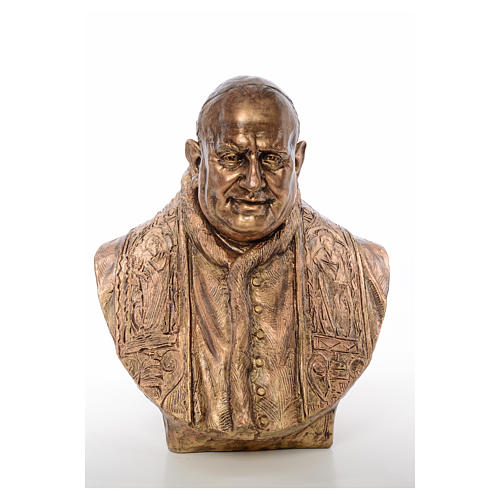Buste Jean XXIII fibre de verre couleur bronze 80cm Landi POUR EXTÉRIEUR 1