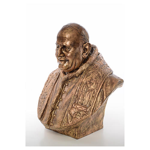 Buste Jean XXIII fibre de verre couleur bronze 80cm Landi POUR EXTÉRIEUR 2