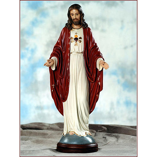 Statue Sacré Coeur de Jésus fibre de verre 60cm Landi 1