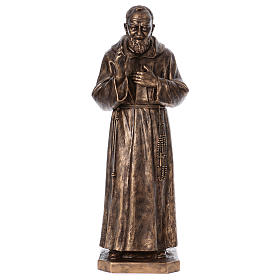 Statue Saint Pio fibre de verre couleur bronze 175cm Landi POUR EXTÉRIEUR
