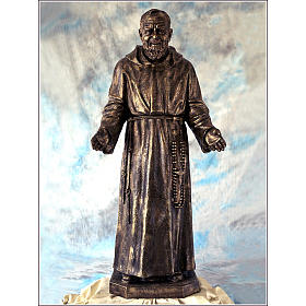 Statue Père Pio fibre de verre couleur bronze 150cm Landi PARA EXTÉRIEUR