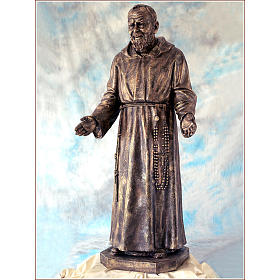 Statue Père Pio fibre de verre couleur bronze 150cm Landi PARA EXTÉRIEUR