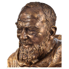 Buste Père Pio fibre de verre couleur bronze 60cm Landi POUR EXTÉRIEUR.
