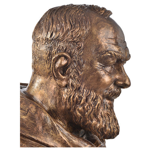 Buste Père Pio fibre de verre couleur bronze 60cm Landi POUR EXTÉRIEUR. 3