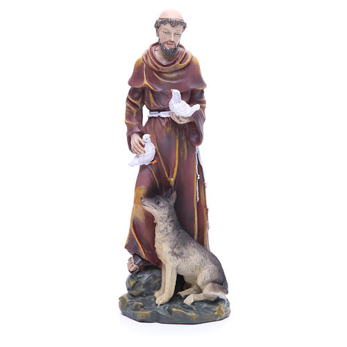 Statue Hl. Franz von Assisi 30cm bemalten Harz 1