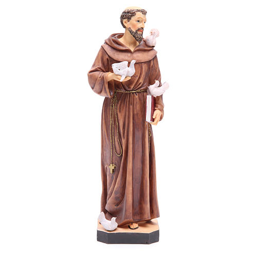 Saint Francis statue 40 cm in coloured resin with base 1