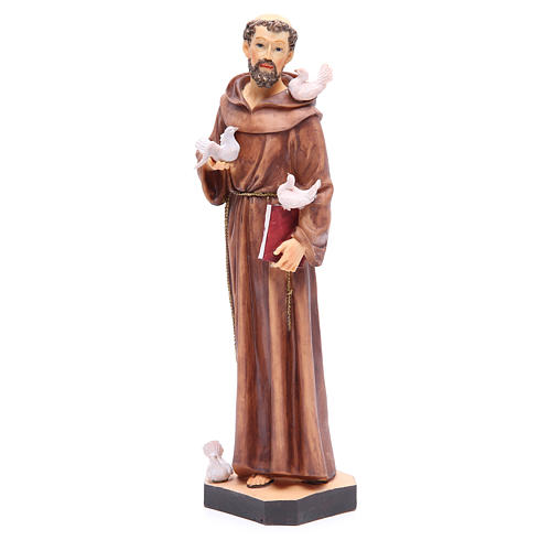 Saint Francis statue 40 cm in coloured resin with base 2