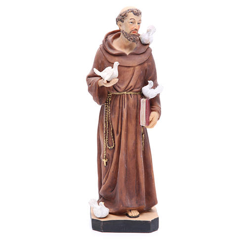 Saint Francis statue 30 cm in coloured resin 1