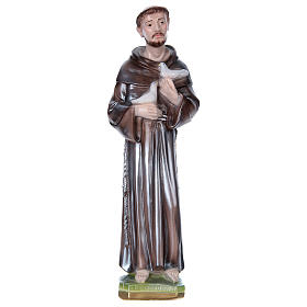 Saint Francis of Assisi statue in plaster, mother-of-pearl effect 40 cm