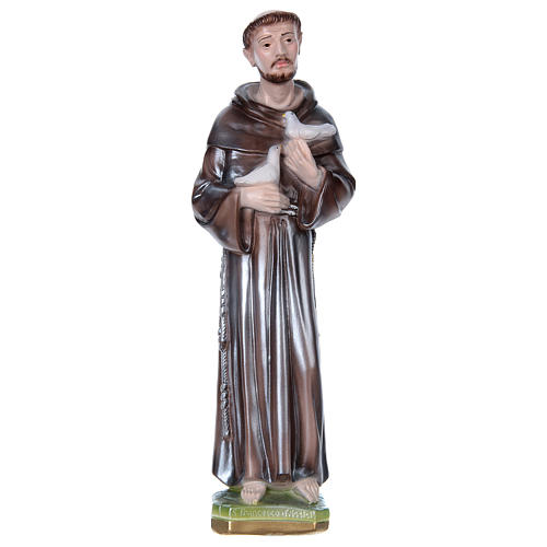 Saint Francis of Assisi statue in plaster, mother-of-pearl effect 40 cm 1