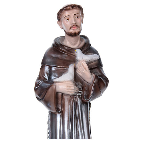 Saint Francis of Assisi statue in plaster, mother-of-pearl effect 40 cm 2