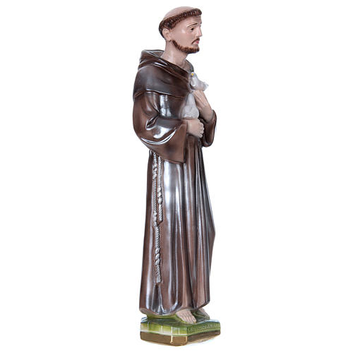 Saint Francis of Assisi statue in plaster, mother-of-pearl effect 40 cm 3