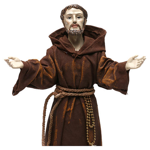 Figura z żywicy i tkaniny Święty Franciszek 30 cm 2