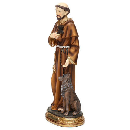 St. Francis with wolf statue in resin 30 cm 3