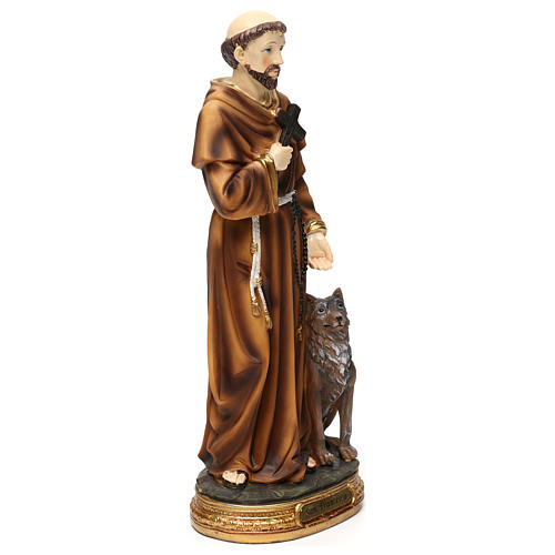 St. Francis with wolf statue in resin 30 cm 4