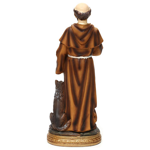 St. Francis with wolf statue in resin 30 cm 5