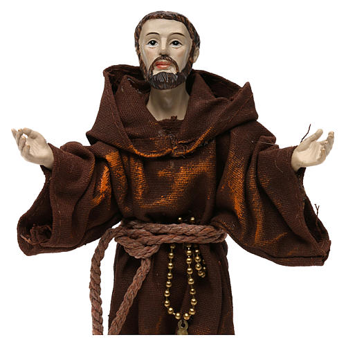 St Francis 20 cm resin and fabric statue 2