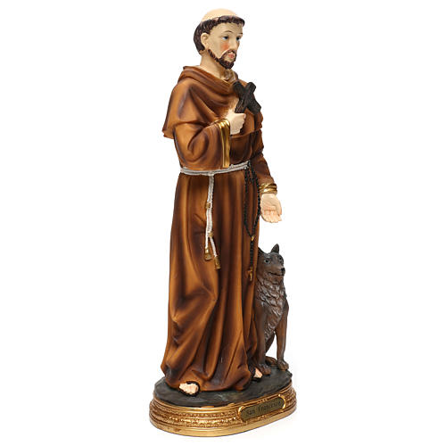 Statua in resina San Francesco con lupo 40 cm  4