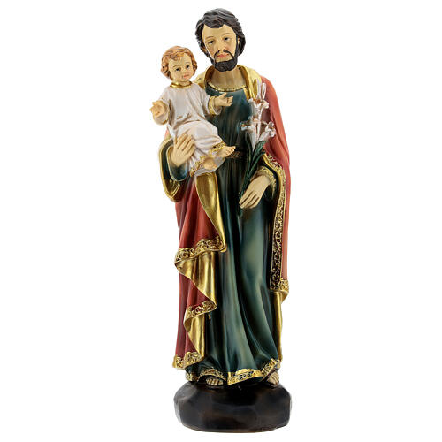 Estatua de resina San José y Niño 20 cm 1