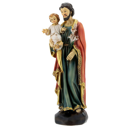 Estatua de resina San José y Niño 20 cm 3