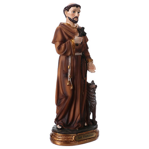 St. Francis with wolf statue in resin 20 cm 3