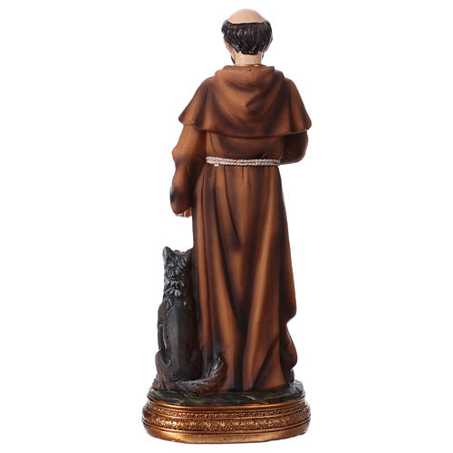 St. Francis with wolf statue in resin 20 cm 4