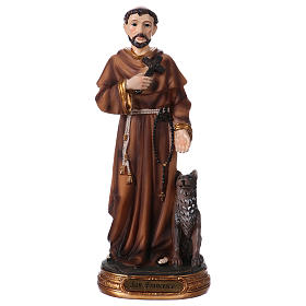 San Francesco con lupo 20 cm statua in resina
