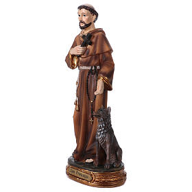 San Francesco con lupo 20 cm statua in resina