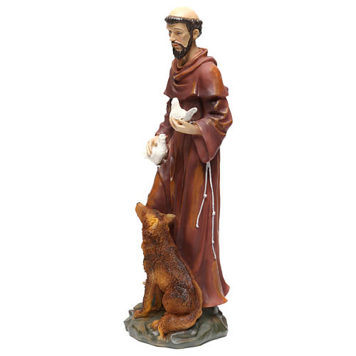 Saint Francis with wolf, 50 cm in resin 3