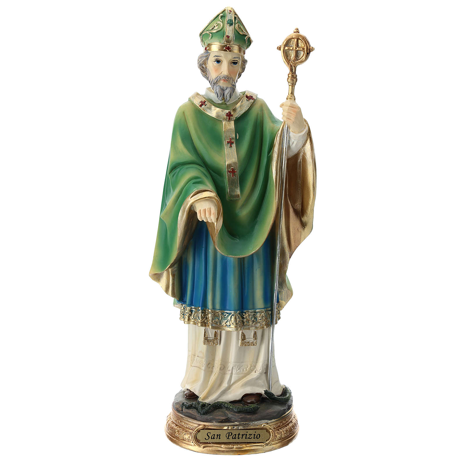 Statue of St. Patrick 30.5 cm coloured resin | online sales on HOLYART ...