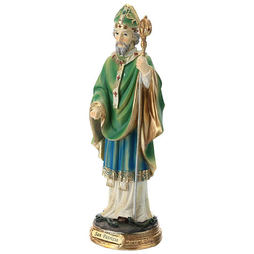 Statue St Patrick 30 cm résine colorée 3