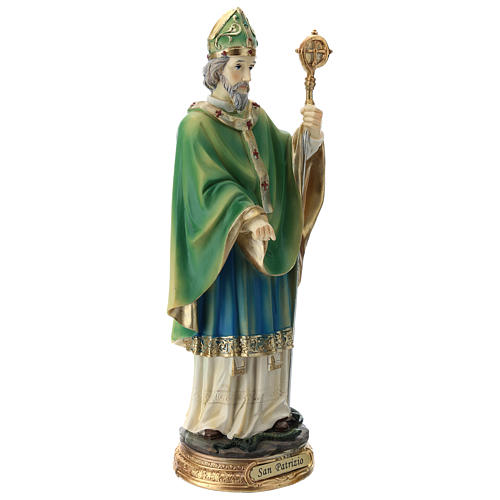 Statue St Patrick 30 cm résine colorée 4