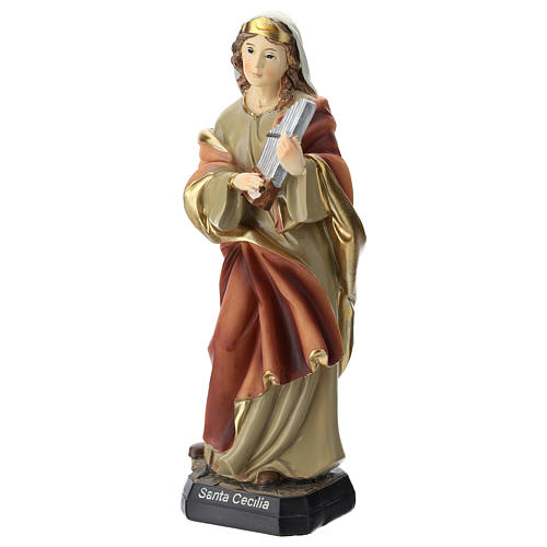 Statue Heilige Cäcilia, aus Kunstharz, 20 cm 3
