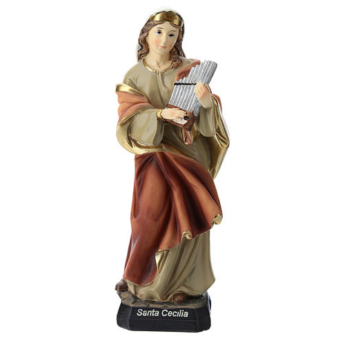 Statue of St. Cecilia in resin 20 cm 1