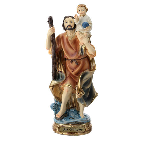 Statue Heiliger Christophorus, aus Kunstharz, 20 cm 1