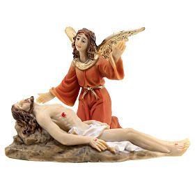 Scena z żywica Jezusa: złożenie do grobu z aniołem 9 cm