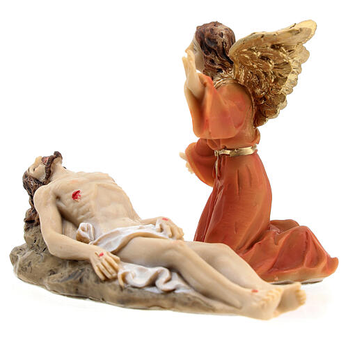 Scena z żywica Jezusa: złożenie do grobu z aniołem 9 cm 5