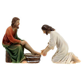 Scena lavanda dei piedi Gesù Ultima Cena 9 cm