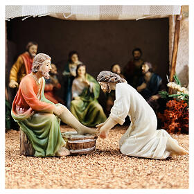 Scena lavanda dei piedi Gesù Ultima Cena 9 cm